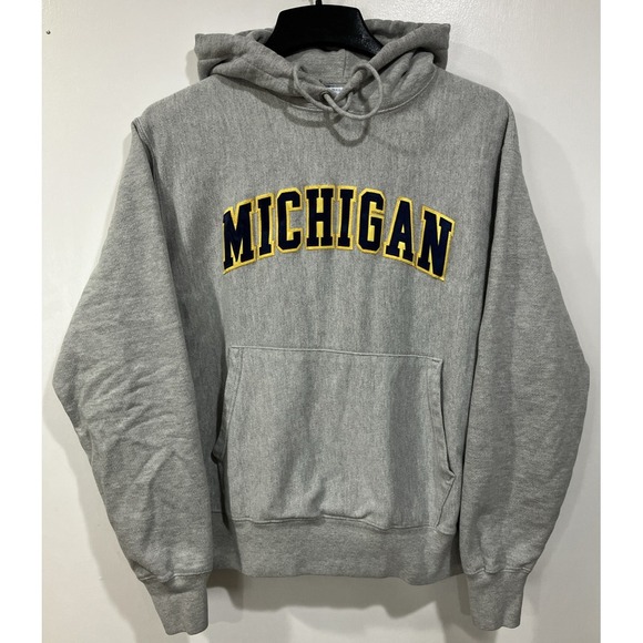 Champion Other - Champion Reverse Weave‎ MICHIGAN Hoodie Medium Embroidered Patch Logo Y2K Gray